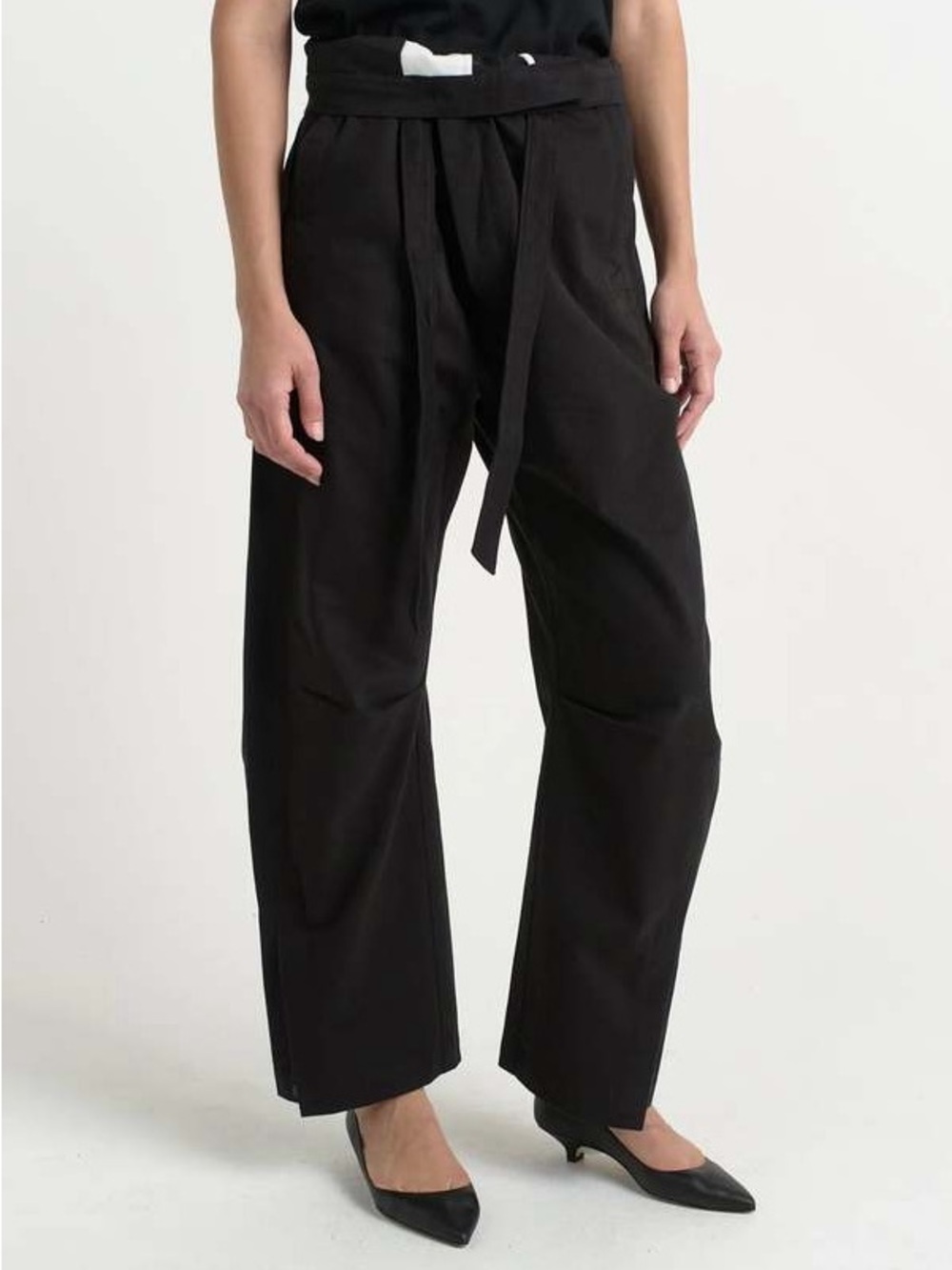 Jamie Haller Everyday Waist Black Wide-Leg Paperbag Pant- 4
